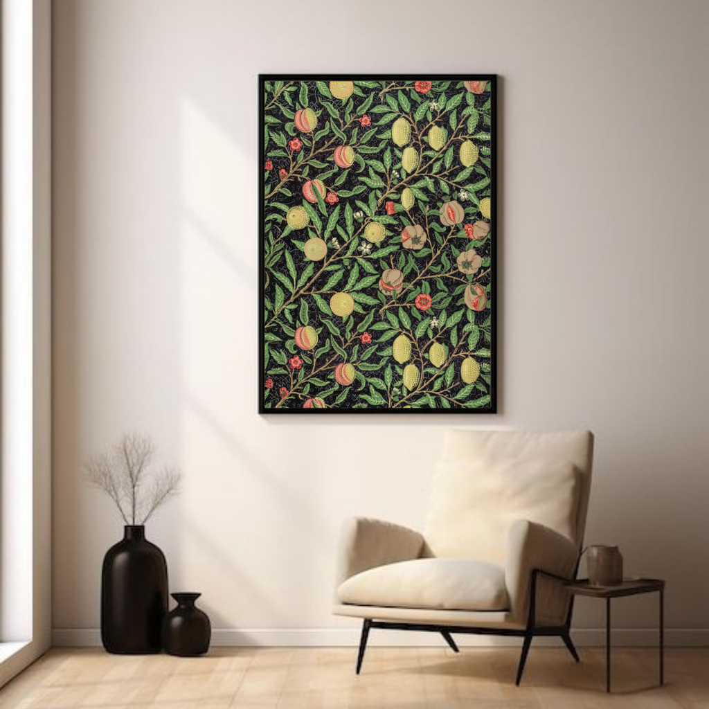 William Morris Citrus Pattern Poster – Arts and Crafts Botanical Wall Art - Vintage Fruit Floral Design Print
