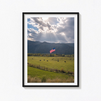 USA Flag Poster Ranch Landscape Dramatic Sky Patriotic Wall Art America 250
