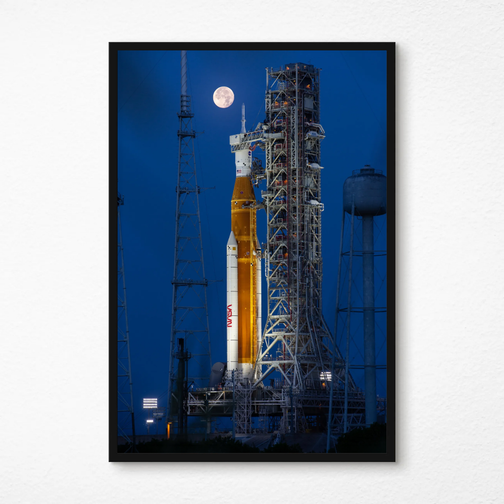 Artemis II NASA Poster - SLS Rocket Moon Launch Pad Print - Space Exploration Wall Art - Kennedy Space Center