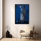 Artemis II NASA Poster - SLS Rocket Moon Launch Pad Print - Space Exploration Wall Art - Kennedy Space Center