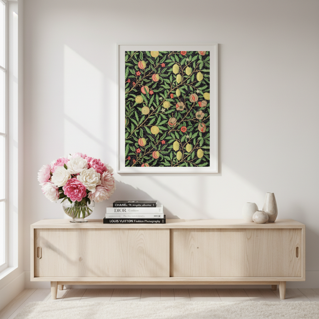 William Morris Citrus Pattern Poster – Arts and Crafts Botanical Wall Art - Vintage Fruit Floral Design Print