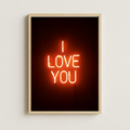 Poster Néon « I Love You » – Décoration murale typographique romantique