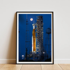 Artemis II NASA Poster - SLS Rocket Moon Launch Pad Print - Space Exploration Wall Art - Kennedy Space Center