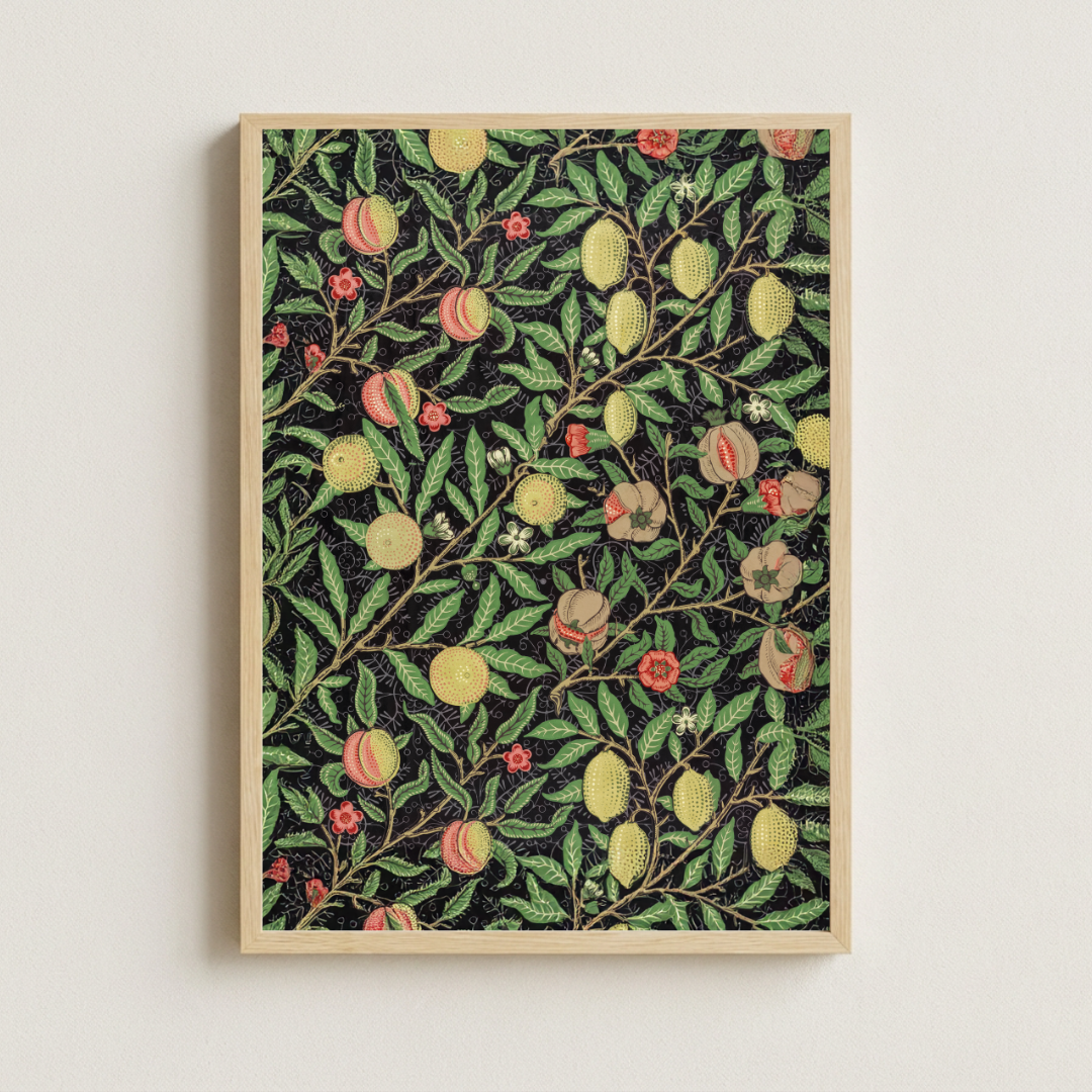 William Morris Citrus Pattern Poster – Arts and Crafts Botanical Wall Art - Vintage Fruit Floral Design Print