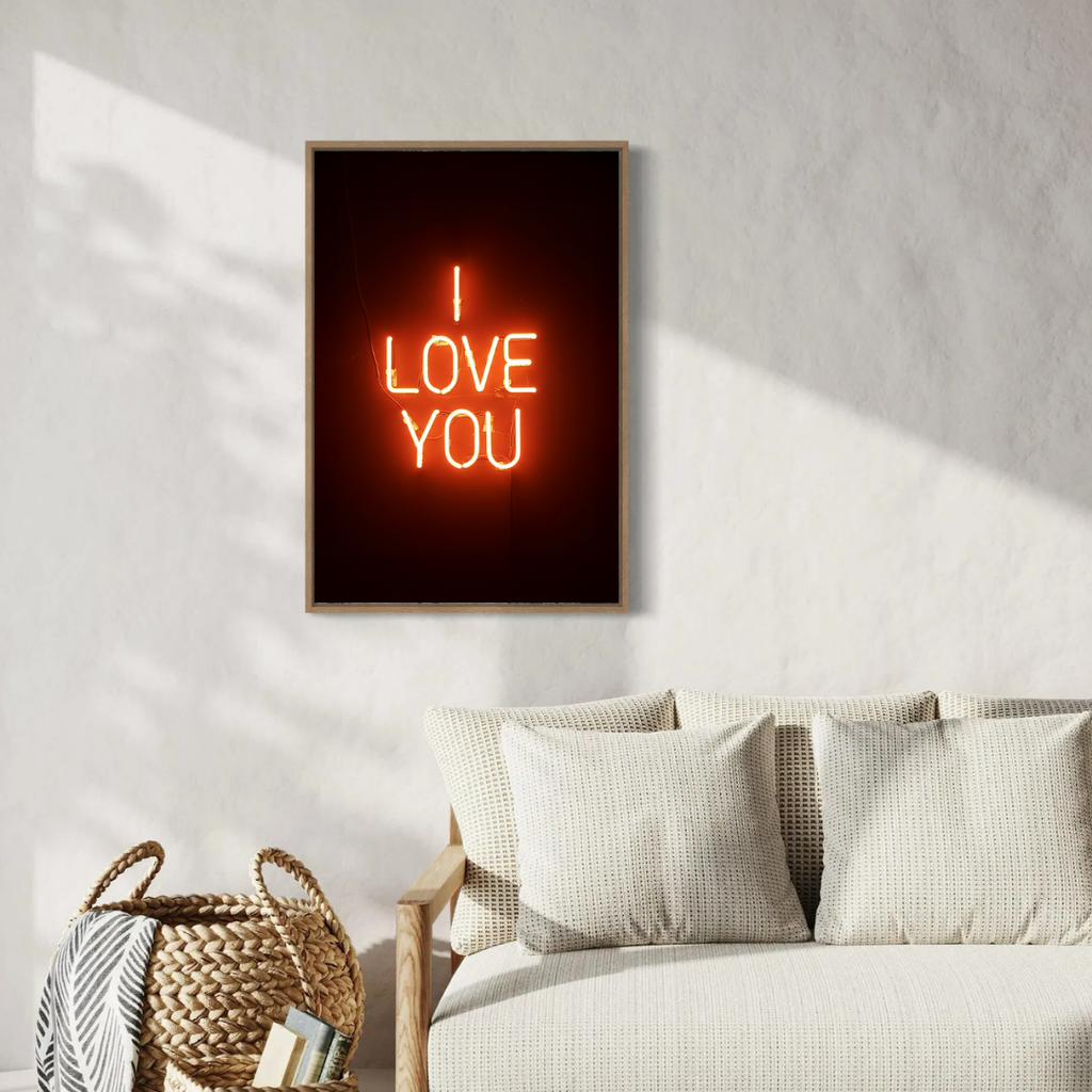 Poster Néon « I Love You » – Décoration murale typographique romantique