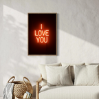 Poster Néon « I Love You » – Décoration murale typographique romantique