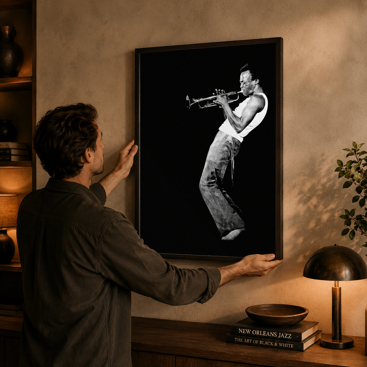 Miles Davis Poster – Black and White Jazz Wall Art Print