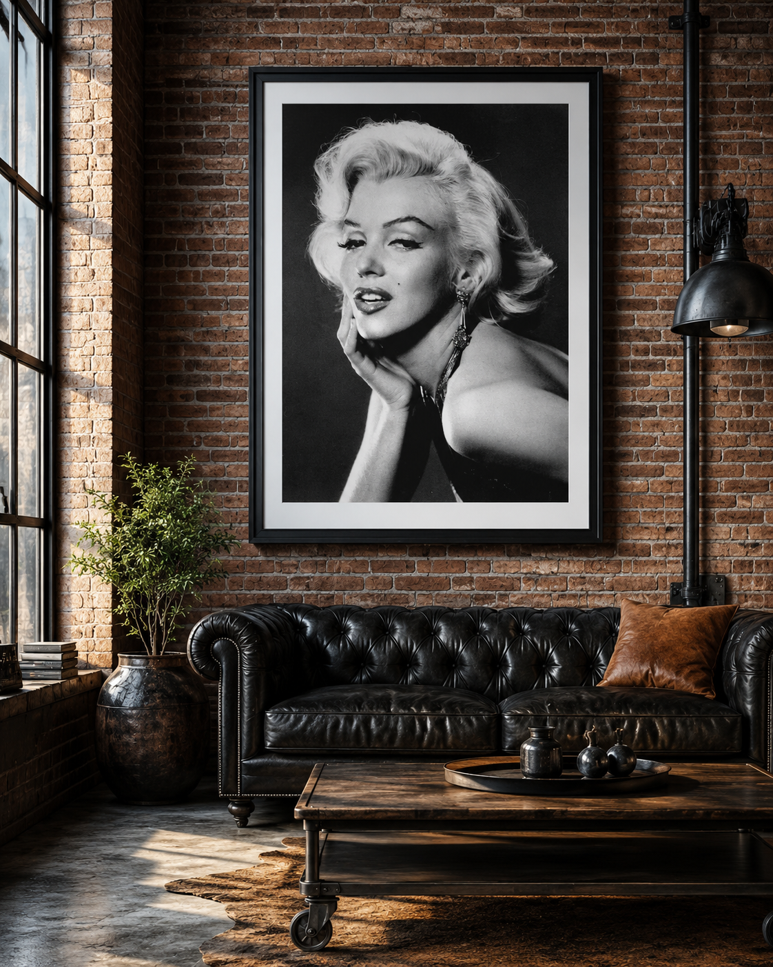 Marilyn Monroe Poster Black White Portrait Vintage Hollywood Wall Art Print